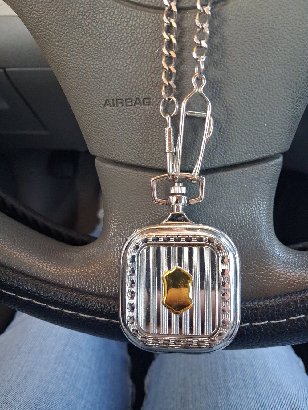 Q Collection - Silver and Gold Pocket Watch Pendant Keychain - Engraveable